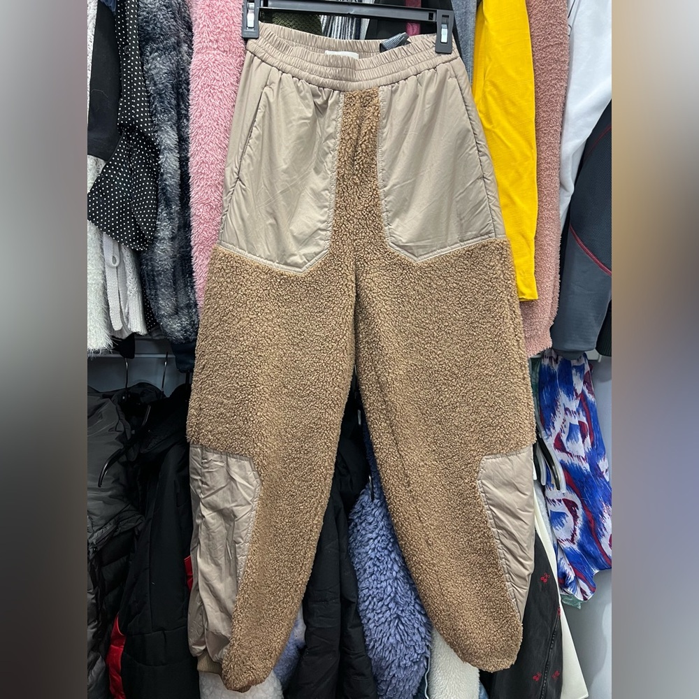 H&M Tan Sherpa-Lined Fleece Pants